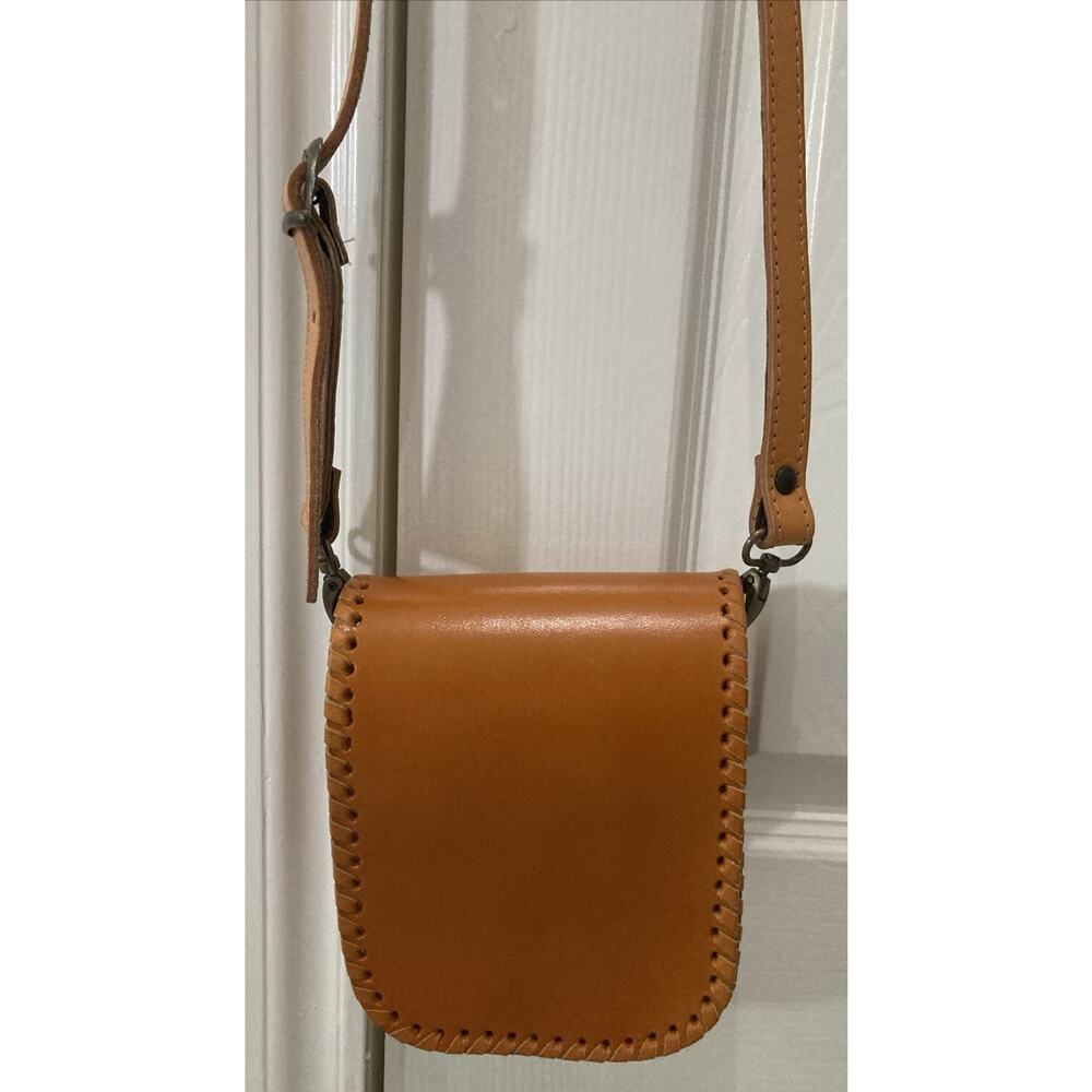 Handmade Leather Sunflower Yellow Light Brown Crossbody Handbag Pockets Purse